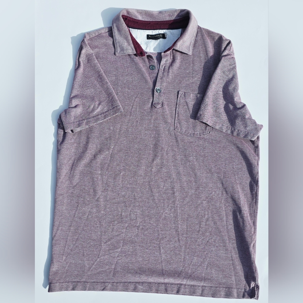 Banana Republic Men’s Polo Shirt Large Maroon Heather Cotton Stretch